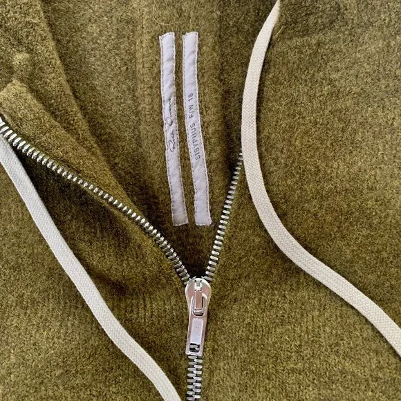 NWT RICK OWENS FW 18 Sisyphus Zip Up "Dirty Green" Hooded Sweater Wool Gorgeous - Picture 2 of 15